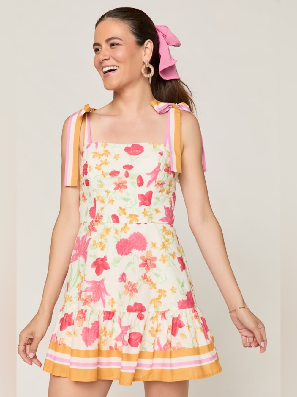 Trixxi floral mini dress with tie straps